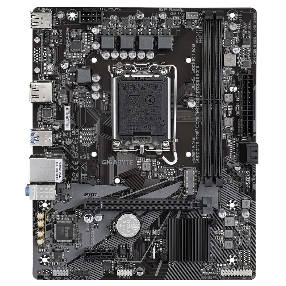 GIGABYTE H610M K V2 D5 4800Mhz M.2 HDMI/DP MATX 1700P