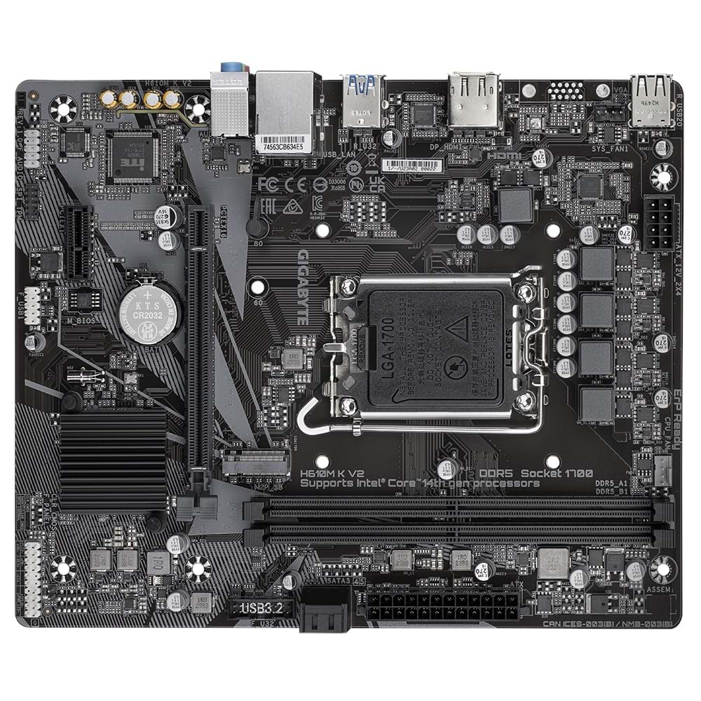 GIGABYTE H610M K V2 D5 4800Mhz M.2 HDMI/DP MATX 1700P