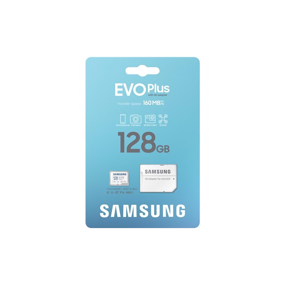 128GB SAMSUNG EVO PLUS MICROSDXC UHS-I U3 V30 A2 160MB/s MB-MC128SA/TR