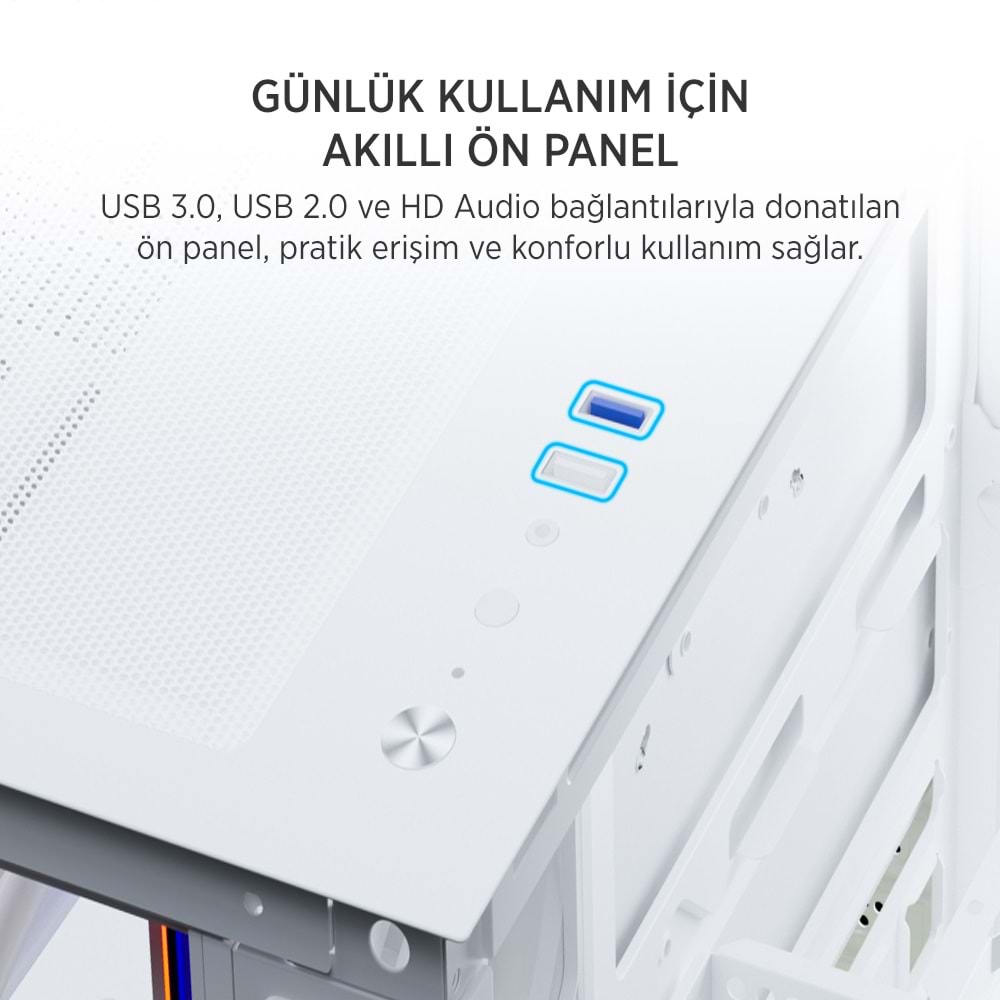 JAMES DONKEY STARK S801 7X ARGB 650W GAMING CASE WHITE