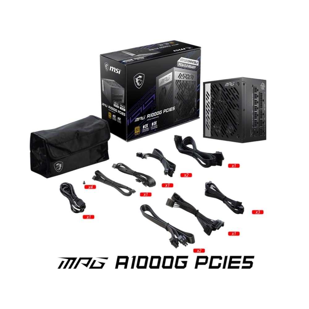 MSI MPG A1000G PCIE5 1000W 80+ GOLD POWER SUPPLY