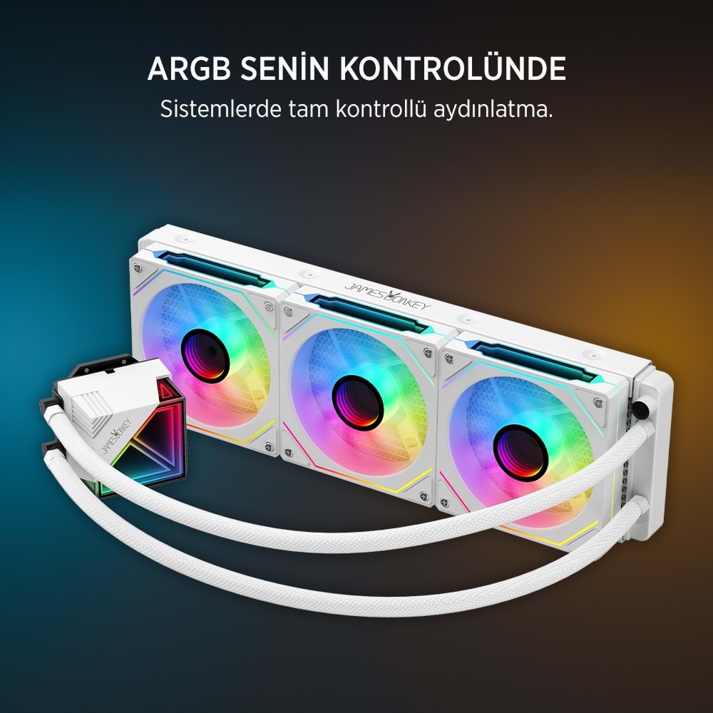 James Donkey Lugis JDC360 ARGB 360mm Beyaz Sıvı İşlemci Soğutucu AM5 ve LGA1700 Uyumlu