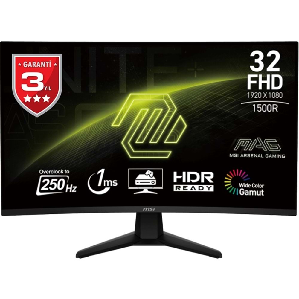 31.5 MSI MAG 32C6X 1MS 250HZ FHD CURVE 1500R VA ADAPTIVE-SYNC GAMING MONITOR