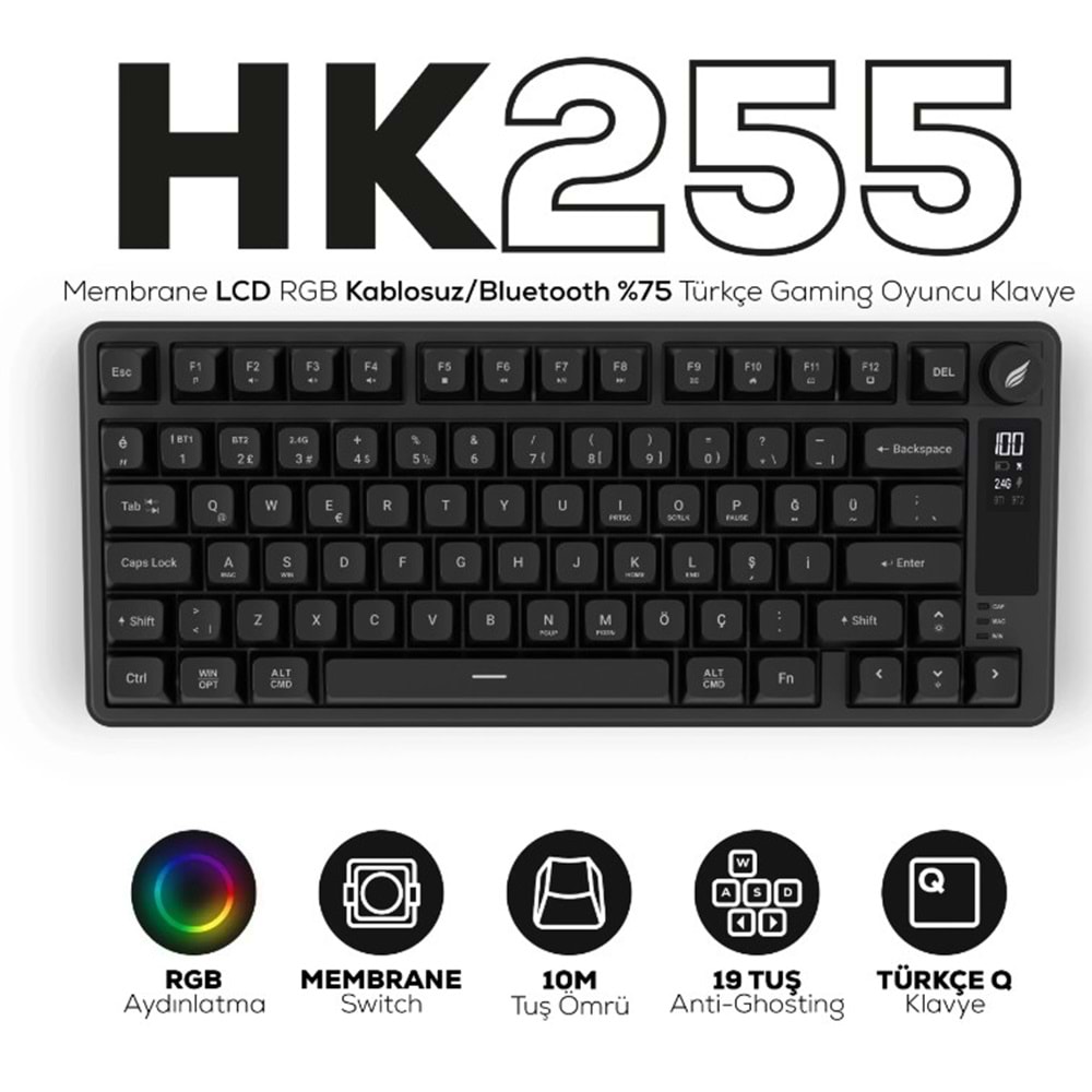 HAWK GAMING HK255B MEMBRANE LCD RGB KABLOSUZ BLUE