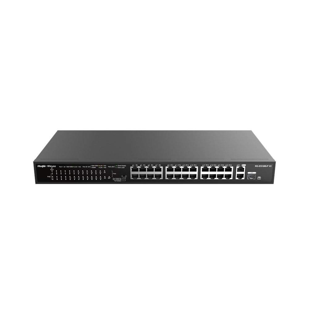 RUİJİE-REYEE RG-ES126S-P 24XFE-2XGE UPLİNK / 1XGE SFP 370W POE SWİTCH