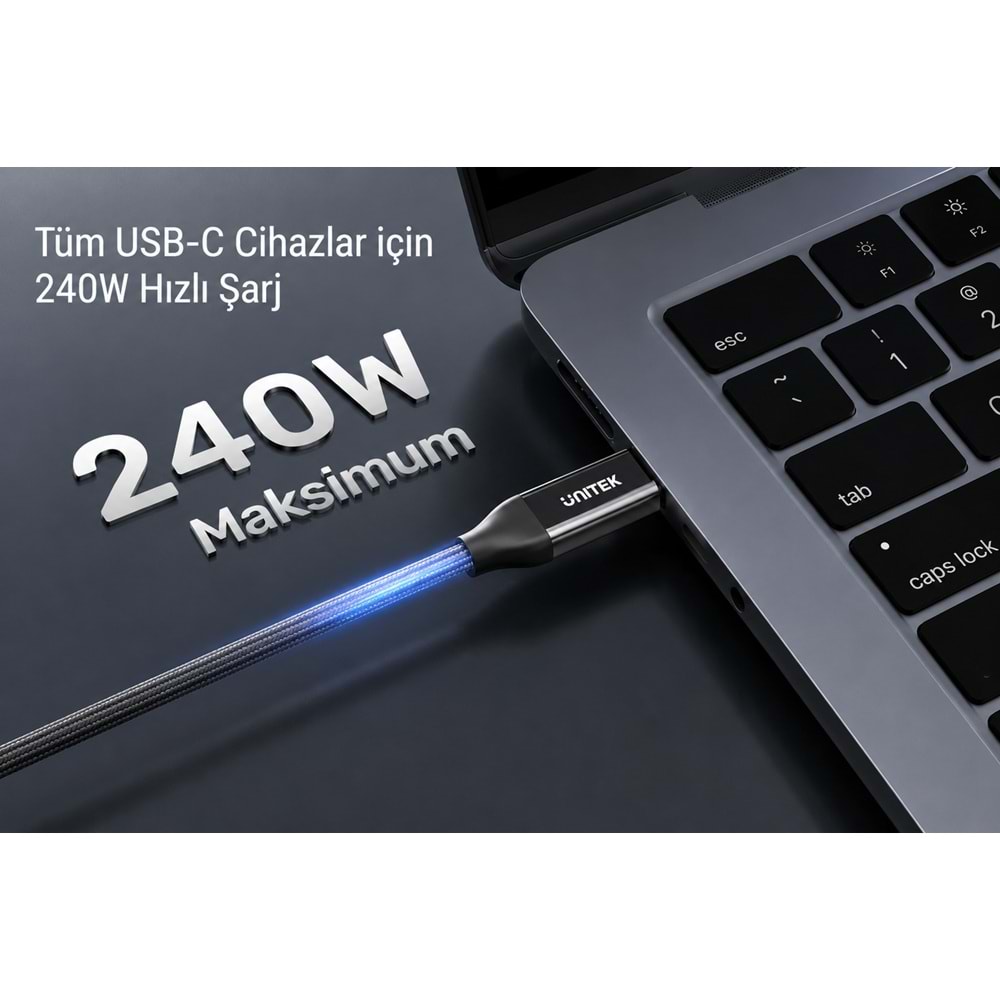 UNITEK 240W USB4 TYPE-C KABLO (C14100ABK01-2M)