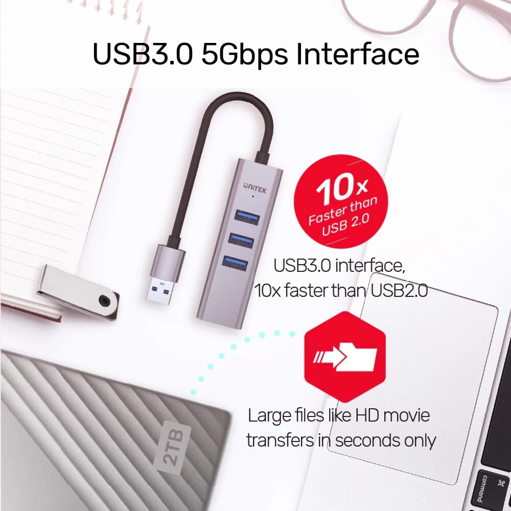 UNITEK 4-IN-1 ETHERNET HUB (Y-3088B)