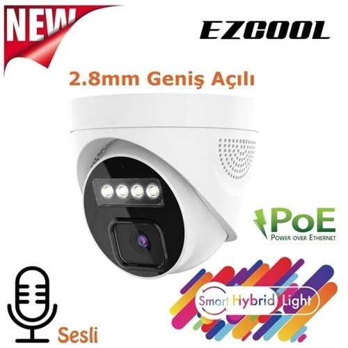 EZCOOL EZ-1045IPS 5MP 2.8MM HIBRIT POE SESLİ IP DOME KAMERA