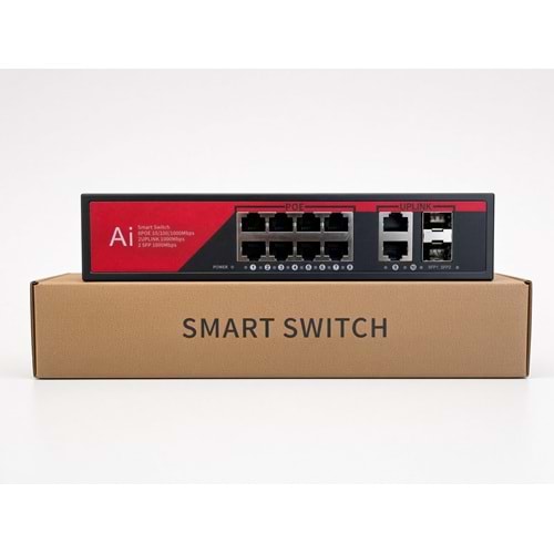 EZCOOL EZ-08PSX-SFP 8 PORT 8GE+2GE+2SFP 120W GİGABİT POE SWİTCH