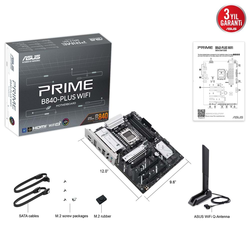 ASUS PRIME B840-PLUS WIFI AMD DDR5 ATX ANAKART