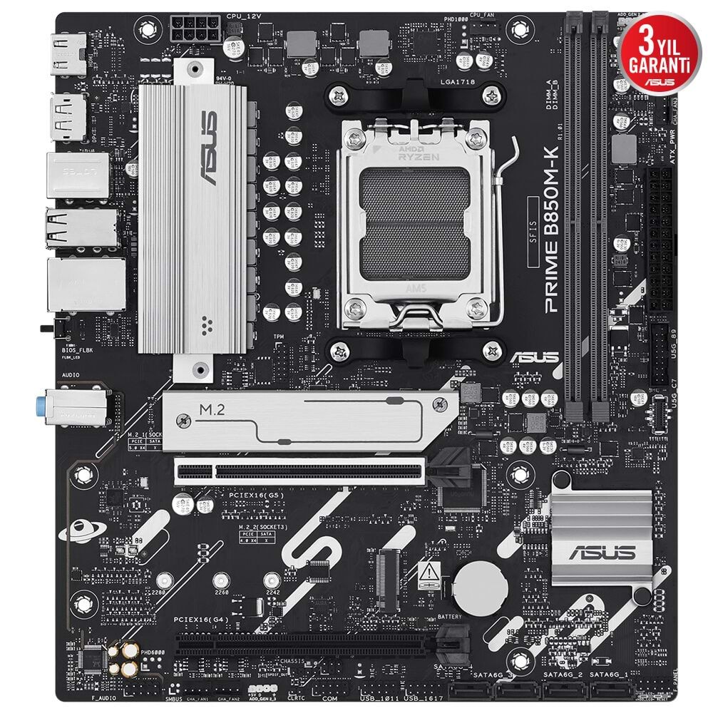 ASUS PRIME B850M-K AM5 DDR5 8400MHZ(OC) HDMI mATX ANAKART
