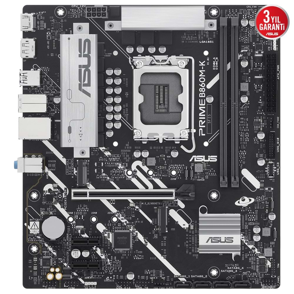 ASUS PRIME B860M-K SOKET 1851P DDR5 DP/HDMI SATA3 USB3.2 mATX ANAKART