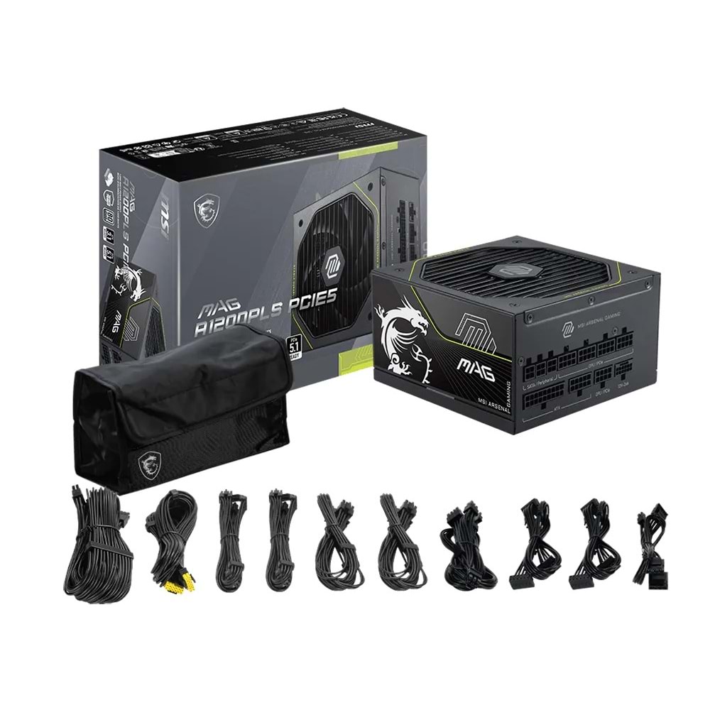 MSI MAG A1200PLS PCIE5 1200W 80+ Platinum Power