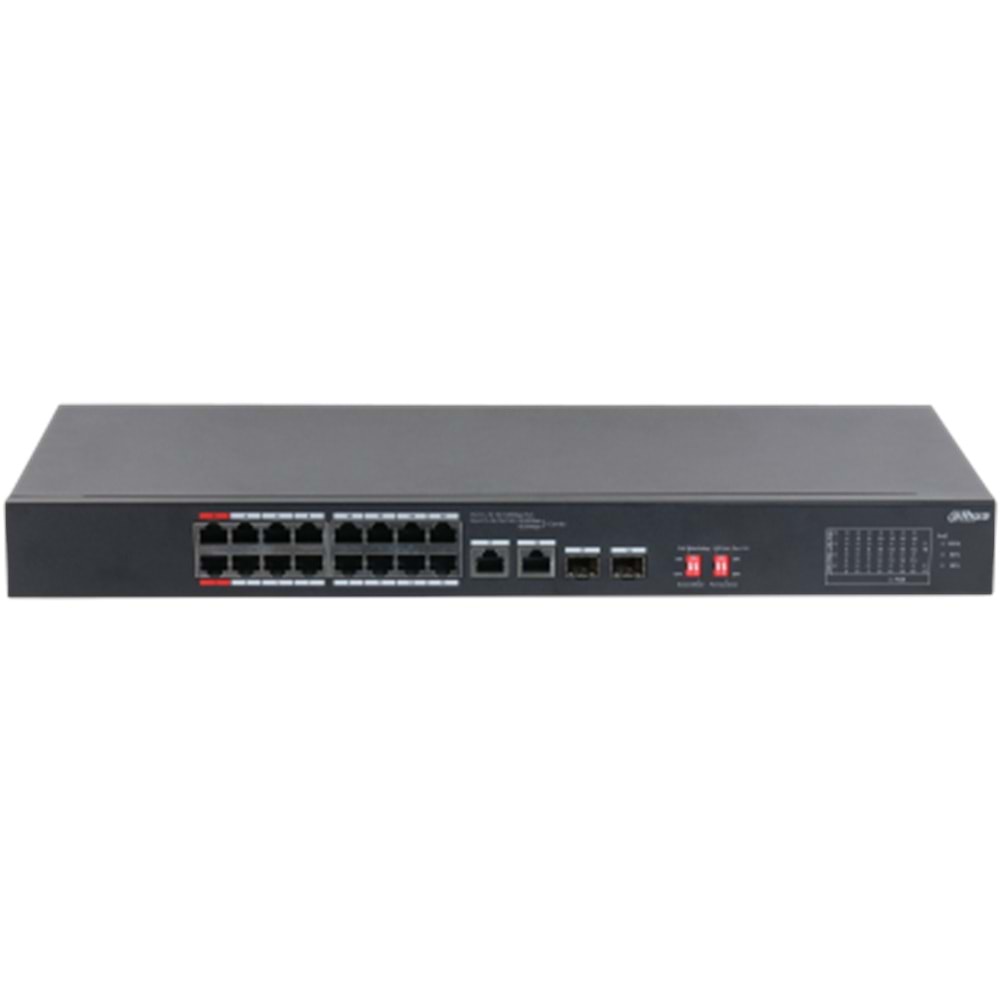 DAHUA S3218-16ET-135 16 PORT 16XFE-2XGE-2XGE/SFP YÖNETİLEMEZ MEGABİT 135W POE SWİTCH