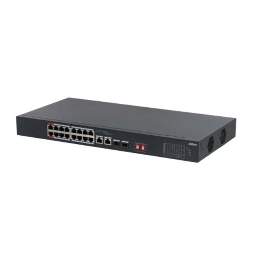 DAHUA S3218-16ET-135 16 PORT 16XFE-2XGE-2XGE/SFP YÖNETİLEMEZ MEGABİT 135W POE SWİTCH