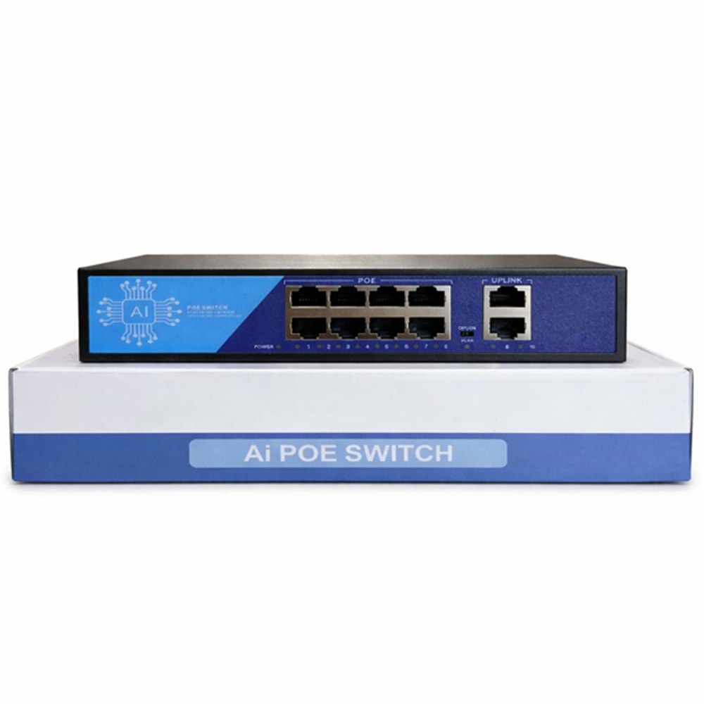EZCOOL EZ-08PSF 8 PORT 8xFE+2xGE 120W GİGABİT POE SWİTCH