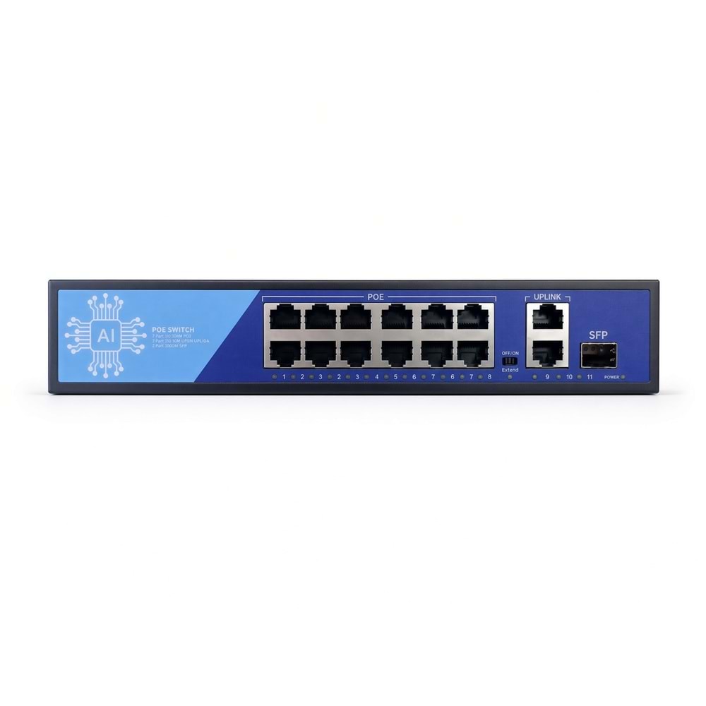 EZCOOL EZ-08PSF-SFP 8 PORT 8FE+2GE+1SFP 120W GİGABİT POE SWİTCH