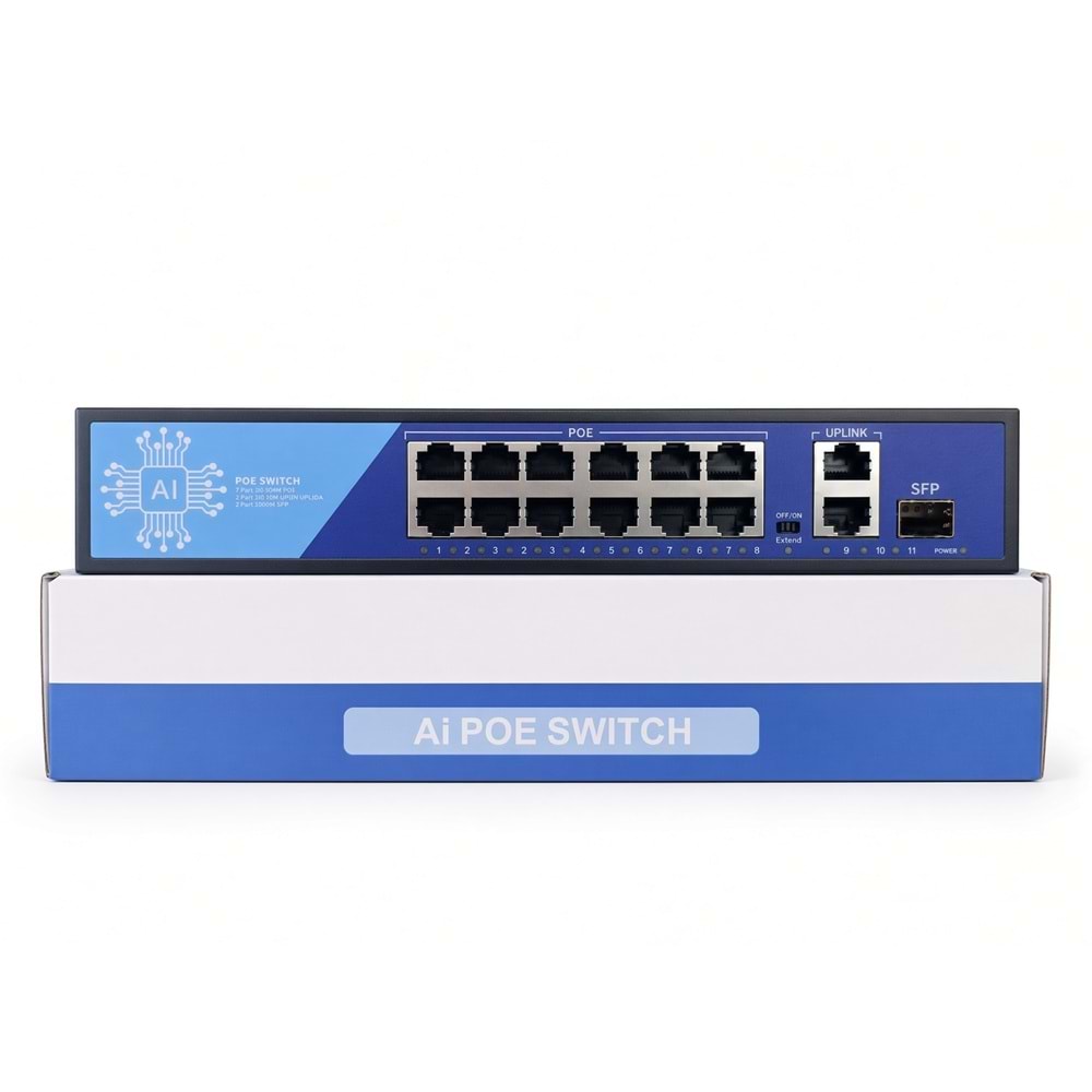 EZCOOL EZ-08PSF-SFP 8 PORT 8FE+2GE+1SFP 120W GİGABİT POE SWİTCH