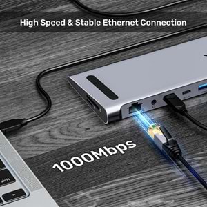 UNITEK UHUB15+ USB-C 4K BAGLANTI ISTASYONU (D1106AGY01)