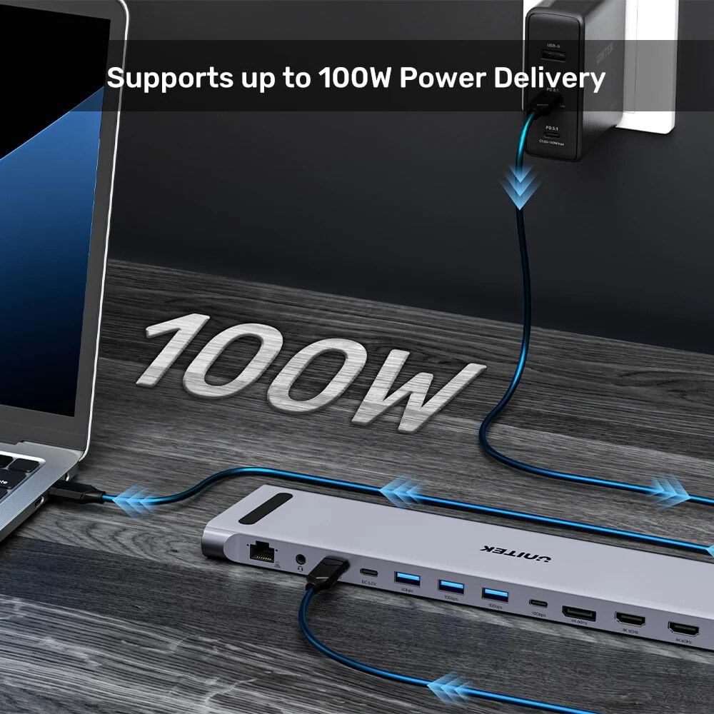 UNITEK UHUB15+ USB-C 4K BAGLANTI ISTASYONU (D1106AGY01)