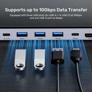UNITEK UHUB15+ USB-C 4K BAGLANTI ISTASYONU (D1106AGY01)