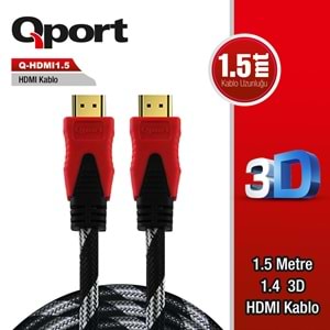 QPORT Q-HDMI1.5 HDMI 1.4 V ALTIN UÇLU KABLO 1.5 MT