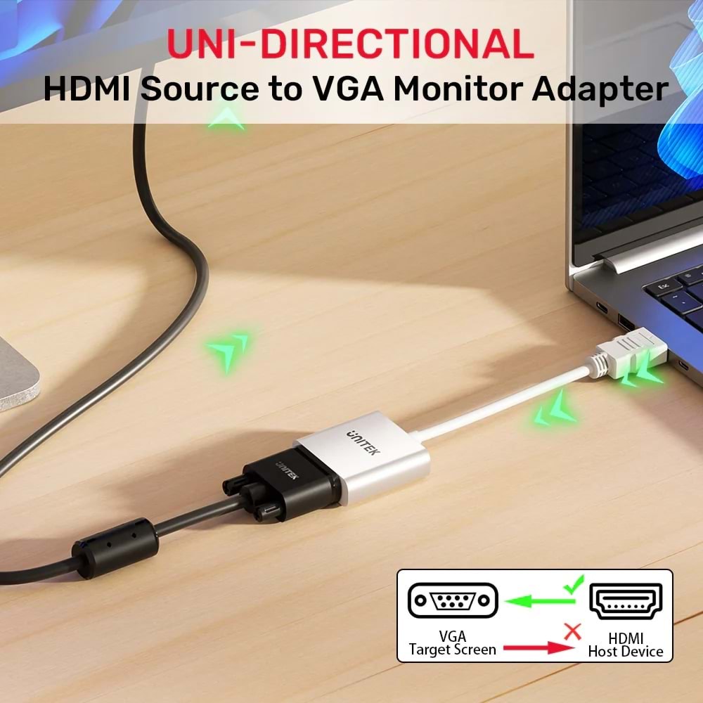 UNITEK HDMI TO VGA DÖNÜŞTÜRÜCÜ 1080P&60Hz(Y-6333C)
