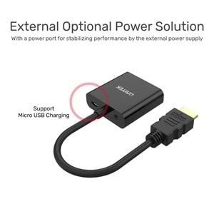 UNITEK HDMI TO VGA SES DESTEKLİ 1080P (Y-6333)