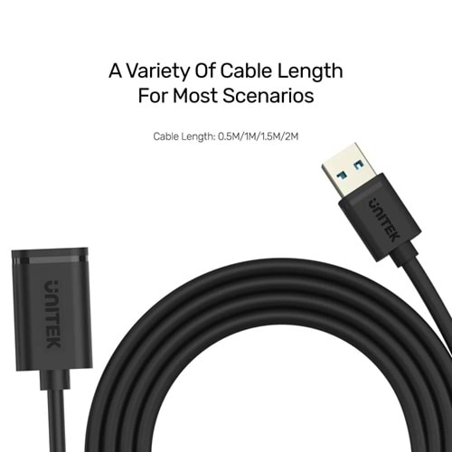 UNITEK USB3.0(M) TO USB3.0(F) KABLO 2MT(Y-C459GBK)